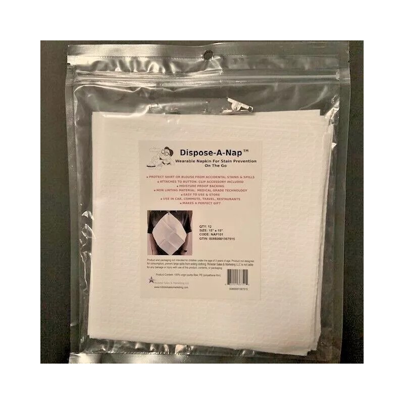 Dispose A Nap Buttonhole Napkin Bib - Commute, Car, Home,