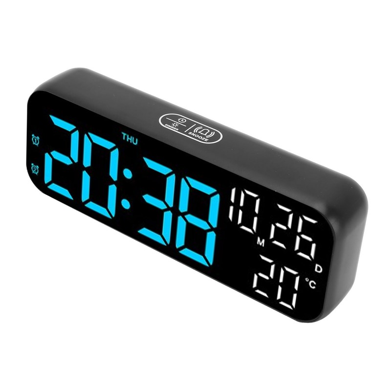 Digital Clock Dual Display Voice Control 3 Adjustable Brightness Date