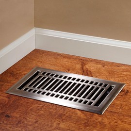 Naiture 6" X 14" Steel Louvered Floor Register with Damper or Lever Contemporary Style, White Finish