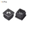 Uxcell 4Pcs M8 Threaded Square Tube Inserts - Black Plastic