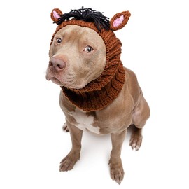 Zoo Snoods Horse Dog Costume - No Flap Ear Wrap Hood for Pets (Large)