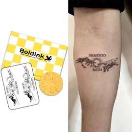Boldink Temporary Tattoos, semi permanent tattoos, 15-day long lasting tattoo sticker, waterproof and anti-reflective, unique design（ Memento Mori Hand）