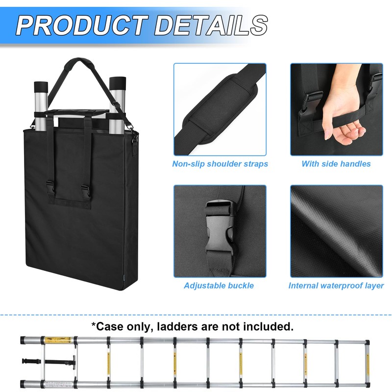 Homakover Black Telescoping Ladders Bag with Shoulder Strap, Extension Ladders