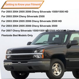 Headlights&Tail Lights Set For 2003-2006 Chevy Silverado 1500 2500 3500& HD Truck/2007 Silverado Classic LS LT SS WT Pickup Replacement OE Style Rear lamp and Black Housing Headlamps Left Right Side