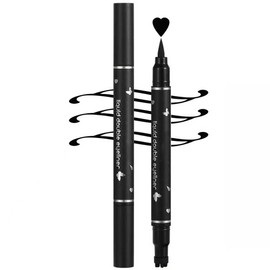 2 in 1 Double-Headed Eyeliner Stamp Winged,Waterproof and Smudge Proof, Perfect Wing Cat Eye Stamp, Long Lasting black Liquid eyeliner pencil, Easy Makeup Liquid Eye Liners For Women (love # 02)