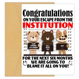Happy Retirement Card Dog Funny Retirement Cards for Women Men, Humour Greeting Card with Envelope, Congratulations on Your Funny Leaving Cards for Colleagues Gifts