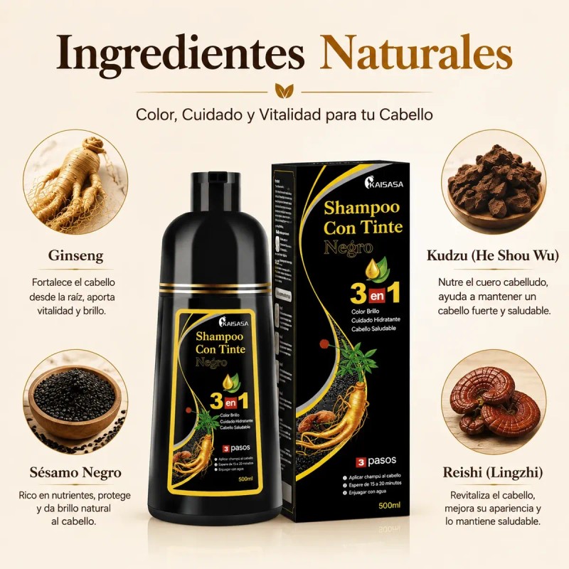Shampoo Tinte Cubre Canas Ginseng Color Natural Hombre/mujer
