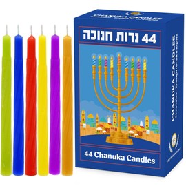 The Dreidel Company Multicolor Hanukkah Candles Menorah Candles Chanukah Candles 44 for All 8 Nights-Made in Israel (20-Pack)