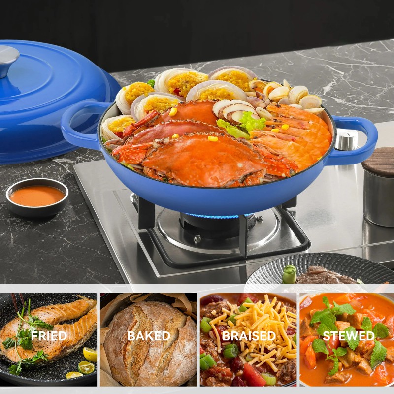 3 Quart Enameled Cast Iron Dutch Oven Ceramic Exterior Non-Stick