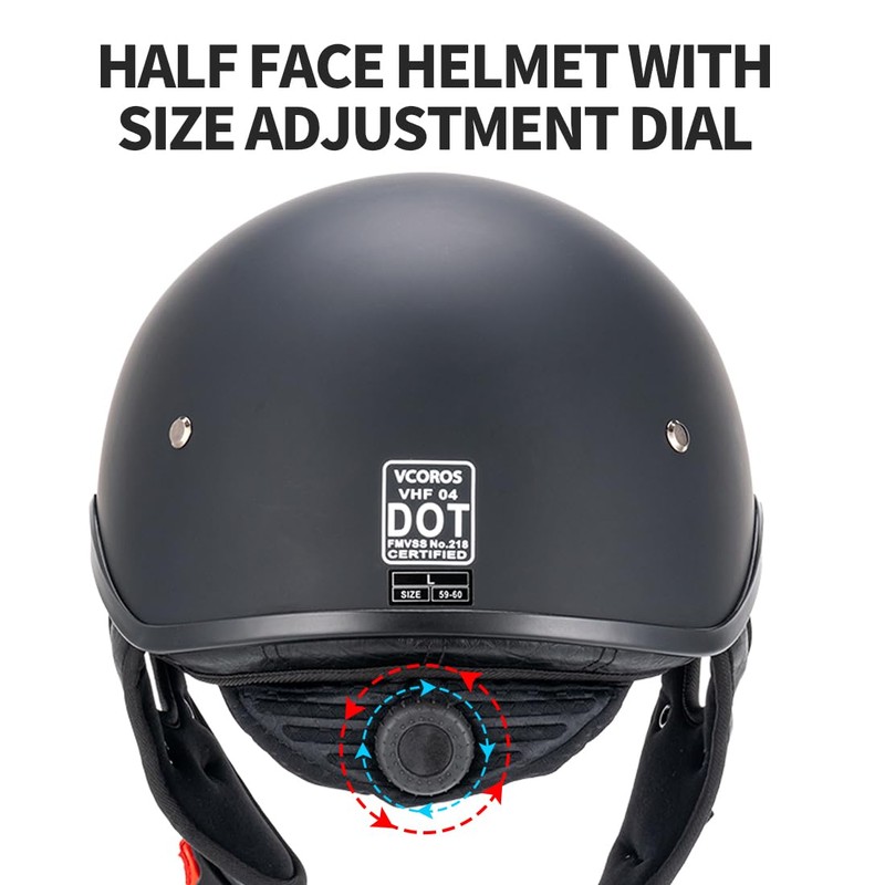 VCOROS Half Helmets Motorcycle VHF04 Open Face Sun Visor Quick