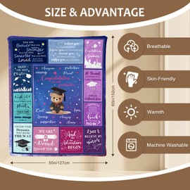 Yasrlvun Graduation Gifts for Her Him Graduation Gifts Class of 2025 Graduation Blanket 50"x60" Master College Nurse Daughter Graduation Gift