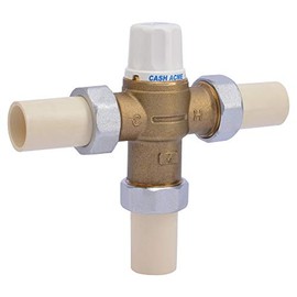 Cash Acme 3/4 Inch HG160 Thermostatic Mixing Valve with CPVC Connections and Integral Checks, Brass Plumbing Fitting, 24534