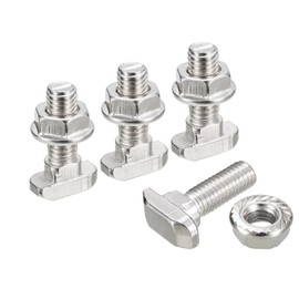 sourcing map M8x25mm T Slot Drop-in Bolt and M8 Hexagon Flange Nut Set, 20 Sets Hammer Head T-Bolt T Shape Stud Sliding Screw for 40 Series Aluminum Profile