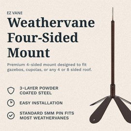EZ Vane Pointer Dog Weathervane — 4-Sided Mount, Wind Cups, Antique Copper Finish, Steel with Durable Triple Powder Coating, Handcrafted in USA