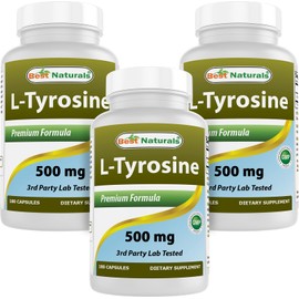 Best Naturals L-Tyrosine 500 mg 180 Capsules (Pack of 3)
