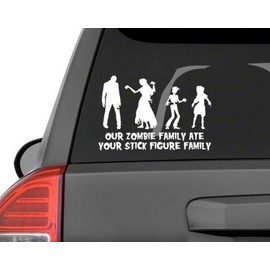 Our Zombie Family Ate Your Stick Figure Family' Vinyl Decal Sticker- Die Cut Decal Bumper Sticker for Windows, Cars, Trucks, Laptops, Etc.