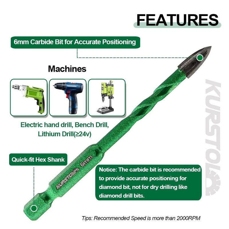Porcelain Tile Diamond Drill Bits - Dry Diamond Hole Saw