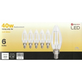 UTILITECH 40 W Equivalent Dimmable Soft White B10 Vintage LED Decorative 6-Pack LOT OF 2