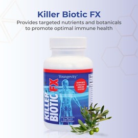 Youngevity Killer Biotic FX - Immune System Support | Sourced from Bee Propolis, Mushrooms & Colostrum | Natural Immunity Support | 60 Capsules