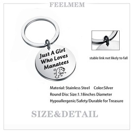 FEELMEM Manatee Animal Jewelry Just A Who Loves Manatees Keychain Manatee Lover Gifts Tropical Manatee Sea Cow Gift Ocean Animal Jewelry