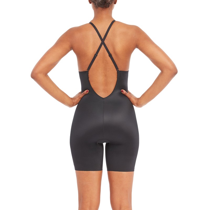 SPANXshape Suit Your Fancy Plunge Low-Back Mid-Thigh Bodysuit - Comfortable