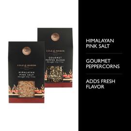 Cole & Mason Gourmet Spice Refill Box - Pairs Well with Chicken, Beef, Pork & More - Salt & Peppercorn Refill for Salt & Pepper Mill Grinder - Himalayan Pink Salt & Gourment Pepper 15.9 Oz Box Set