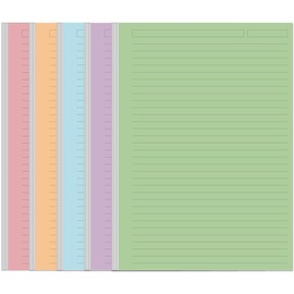 Unpunched Line Paper 5 Colorful - 100 Sheets/200 Pages Ruled Filler Paper, Per Color 20 Sheets, 5.8" x 8.5"