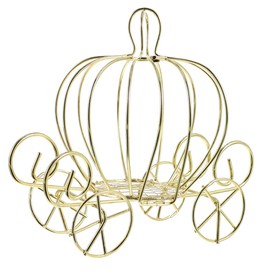 IMIKEYA Gold Cinderella Pumpkin Cart Centrepiece Decorative Princess Trolley Pumpkin Candy Box Tabletop Figure Flower Arrangement for Wedding Birthday Party Table Decor