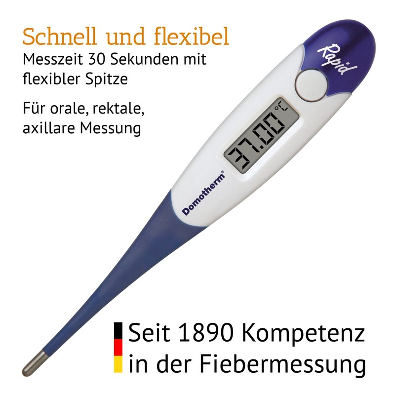 Domotherm Domotherm Rapid - digitales Fieberthermometer mit 2 Nachkommastellen, Messwertspeicher,