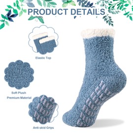 Fanshiontide 8 Pairs Fluffy Slipper Socks for Women,Non Slip Soft Fuzzy Thick Winter Socks,Cozy Home Slipper Bed Warm Socks, Women Fuzzy Bed Socks Christmas Gifts Socks for Winter Causal Home Sleeping
