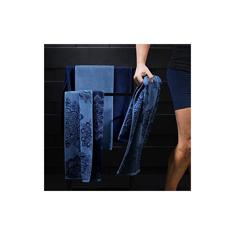 Erwin Müller Bühl Wash Mitts Pack of 4 Blue/Dark Blue