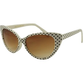 RetroUV - Cat Eye Women Mod Fashion Super Cat Sunglasses (Cat Eye / Black White-Dots / Tint, 54), Black