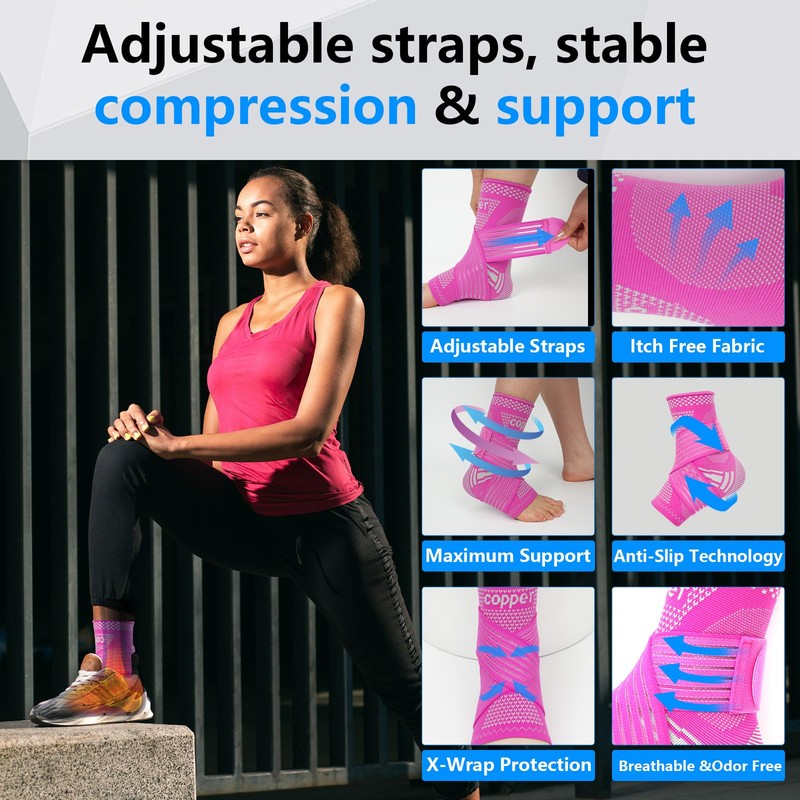 Copper Ankle Brace for Men & Women - (1 Pair)