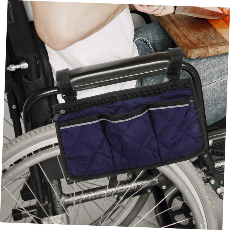 Healeved Robust Wheelchair Armrest Side Bag Walker Accessories Easy Installation