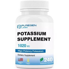 Puregen Labs Potassium Bicarbonate Supplement 1020 mg, 240 Vegetarian Caps