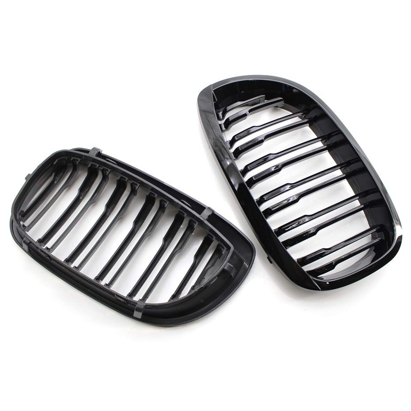 Front Kidney Grilles Double Deck Black Gloss for E46 2doors