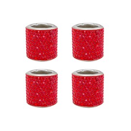 4 Pcs Car Headrest Headrest Collars Rings Personality Bling Rhinestone Car Seat Headrest Car Interior Decoration Accessories Red