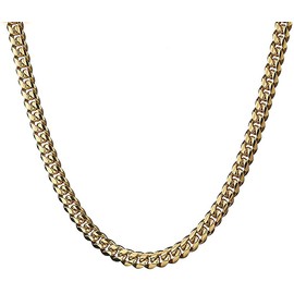 Rockyu Men's Kihei Chain Necklace, Silver, 18K Plated, Thick, Stainless Steel, Hypoallergenic, Accessory, Miami Cuban Link Necklace