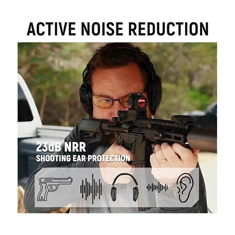 TACWIN Shooting Ear Protection for G Range, Active Noise Reduction