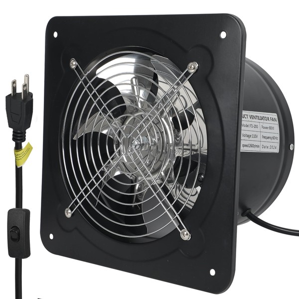 Fepinc 8 Inch Wall Mounted Exhaust Fan with Switch, 735CFM