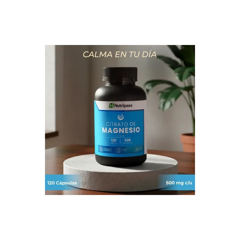 Citrato De Magnesio 120 Cápsulas Nutripass 500mg Alta Pureza Sin