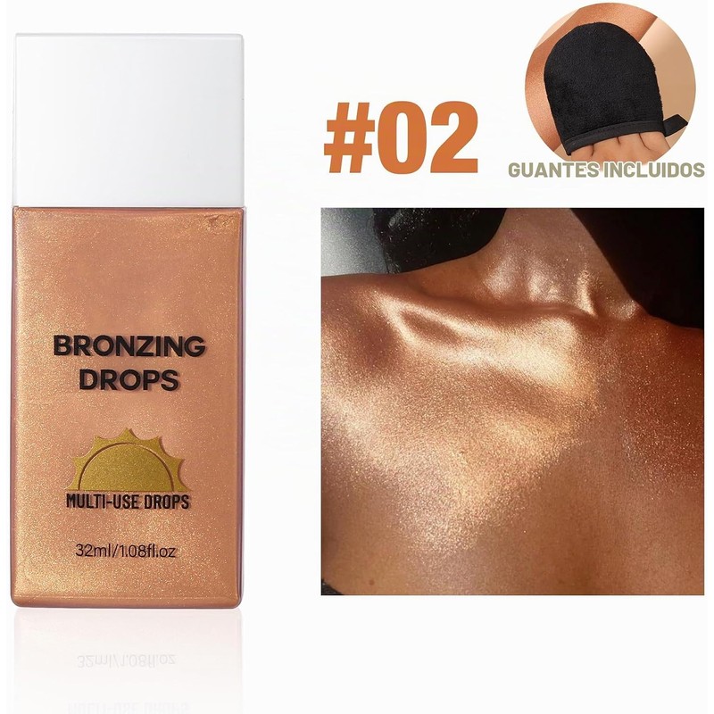 Loción Bronceadora para Cuerpo, Base Maquillaje Waterproof, 02