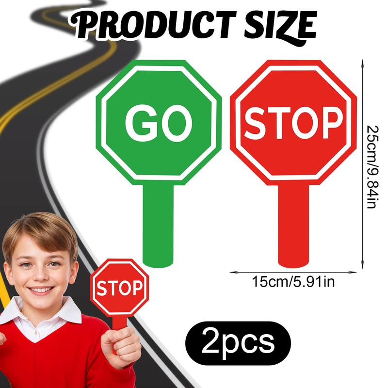 Ouligay Stop and Go Sign with Handle Double Sided Red