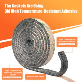 Wood Stove Gaske, Self Adhesive Flat Gasket for Stoves and Fireplaces, 5/8" Width, 1/4" Thick, 72" Length, High Temperature Fiberglass Flat Gasket Tape