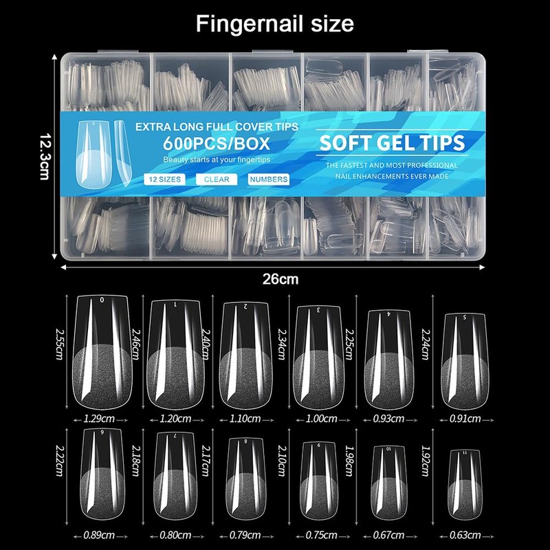 FFWTPY Pack of 600 Artificial Nails Fake Nails Tips, 500
