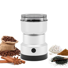 Portable Spice Grinder for Coffee Bean Spices and Seeds Electric Grinder with Stainless Steel Blades for Home Use (Silvery)