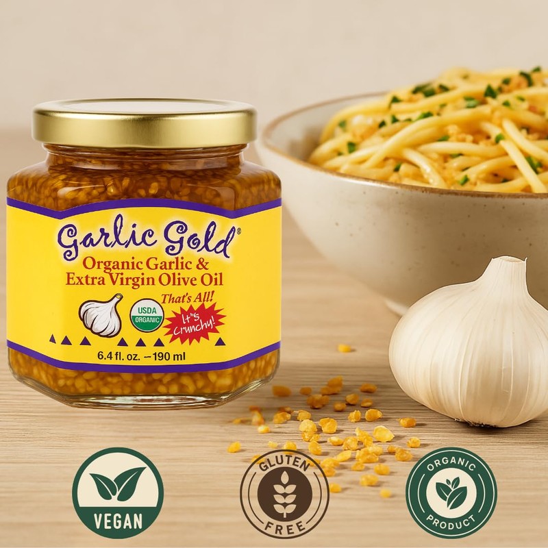 Garlic Gold Toasted Granules in Extra Virgin Olive Oil, USDA