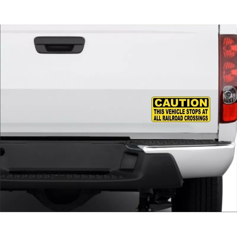 Unbranded This Vehicle Stops At All Railroad Crossings Decal /