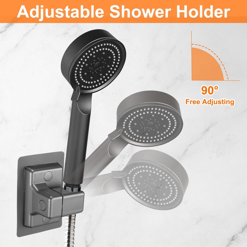 uxcell Shower Head Holder Strong Adhesive, Adjustable Handheld Shower Wand