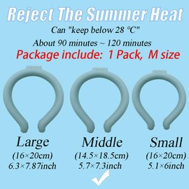 Neck Cooling Tube, Neck Cooler Ring, Neck Cold Pack, Reusable Neck Cooler, Heat Cooling Collar, Summer Heat Relief for Hot Flashes and Fever (Blue M Diameter-7.3inch)